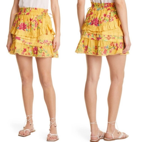 FARM RIO Flower Dream Mini Yellow Floral Skirt - Picture 1 of 7